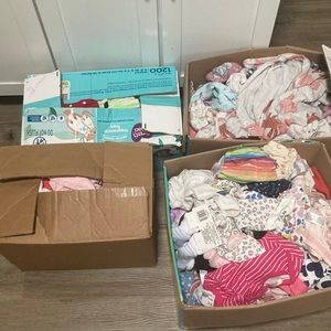 Baby girl clothes newborn and up 675 = in all 4 boxes worth 675.00$